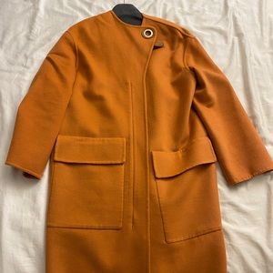 Hermes orange cashmere coat Sz 38